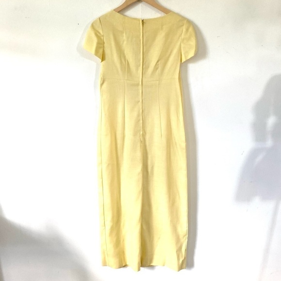 Vintage 60s Long Prom Dress Pale Yellow Maxi Retro Short Sleeve Womens Small - Picture 6 of 11